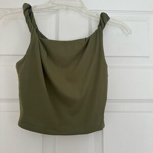 eladay Forest Green Twisted Strap Crop Top